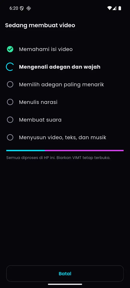 VIMT sedang membuat video otomatis